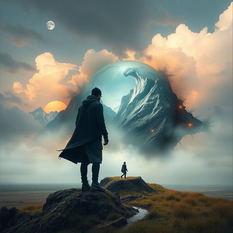 A digitally manipulated image created in Adobe Photoshop, showing surreal effects and creative visual storytelling through advanced layer techniques