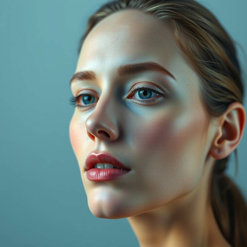 Portrait photo edited in Adobe Photoshop, demonstrating advanced retouching techniques for skin smoothing, blemish removal, and enhancing facial features